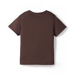 Pine Kids Cotton Knit Half Sleeves T-Shirt With Chameleon Print - Brown