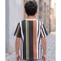 Pine Kids Cotton Knit Striped Round Neck Half Sleeves  T-Shirts - Multicolor