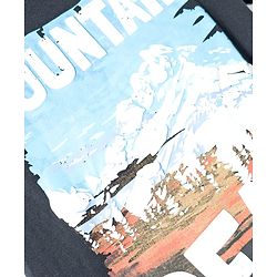 Pine Kids Cotton Knit T-Shirt with Mountain Peak Graphic Print Black 4-5 Years