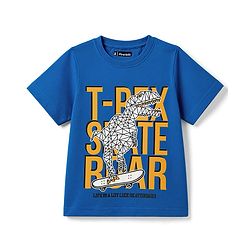 Pine Kids Cotton Knit Half Sleeves T-Shirt With Dino Print - Blue