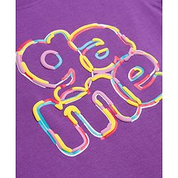 Pine Kids Cotton Knit T-Shirt with Text Graphic Print Imperial Purple 4-5 Years