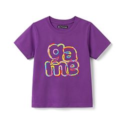 Pine Kids Cotton Knit T-Shirt with Text Graphic Print Imperial Purple 4-5 Years