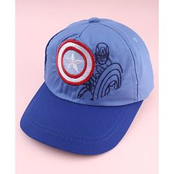 Pine Kids Marvel Cotton Woven Summer Cap With Avengers Graphics Blue - Diameter 18 cm