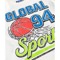 Pine Kids Cotton Knit Half Sleeves T-Shirt with Sport Print - White