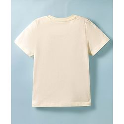 Pine Kids Cotton Knit Half Sleeves T-Shirt with Crocodile Print - White