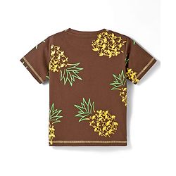 Pine Kids Cotton Knit Half Sleeves T-Shirt & Shorts Co-ord Night Suit With Pineapple Print - Brown