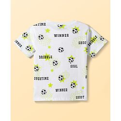 Pine Kids Cotton Knit Half Sleeves Co-ords T-Shirt & Shorts Night Suit with Football Print - White