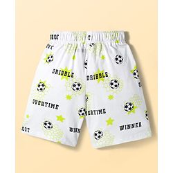 Pine Kids Cotton Knit Half Sleeves Co-ords T-Shirt & Shorts Night Suit with Football Print - White