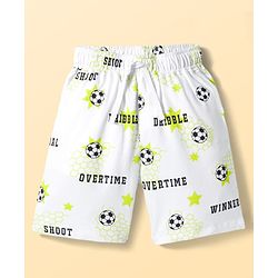 Pine Kids Cotton Knit Half Sleeves Co-ords T-Shirt & Shorts Night Suit with Football Print - White