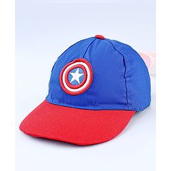 Pine Kids Marvel Cotton Woven  Summer Cap with Avengers Graphics Blue & Red- Diameter 52 cm