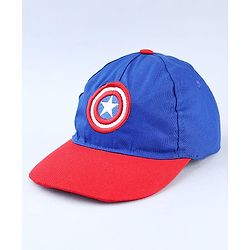 Pine Kids Marvel Cotton Woven  Summer Cap with Avengers Graphics Blue & Red- Diameter 52 cm