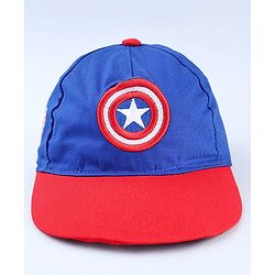 Pine Kids Marvel Cotton Woven  Summer Cap with Avengers Graphics Blue & Red- Diameter 52 cm