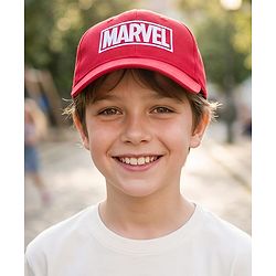 Pine Kids Marvel Cotton Woven Summer Cap With Marvel Print Red - Diameter 16 cm