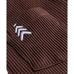 Pine Kids Waffle Knit Half Sleeves Co-ords Solid Color Polo T-Shirt & Pant Set - Brown