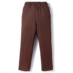 Pine Kids Waffle Knit Half Sleeves Co-ords Solid Color Polo T-Shirt & Pant Set - Brown