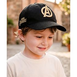 Pine Kids Marvel Cotton Woven Summer Cap With Avengers Print Black - Diameter 20