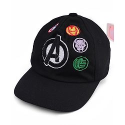 Pine Kids Marvel Cotton Woven Summer Cap With Avengers Graphics Black - Diameter 20 cm
