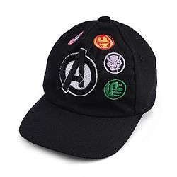 Pine Kids Marvel Cotton Woven Summer Cap With Avengers Graphics Black - Diameter 20 cm