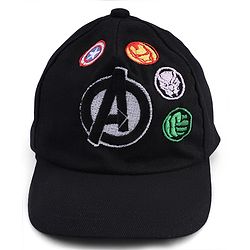 Pine Kids Marvel Cotton Woven Summer Cap With Avengers Graphics Black - Diameter 20 cm