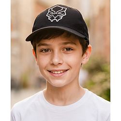 Pine Kids Marvel Cotton Woven Summer Cap with Black Panther Graphics Black- Diameter 52 cm