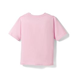 Pine Kids Cotton Knit Drop Shoulder Half Sleeves T-Shirt with Floral Print - Pink