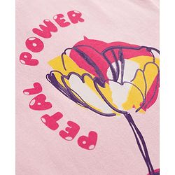 Pine Kids Cotton Knit Drop Shoulder Half Sleeves T-Shirt with Floral Print - Pink