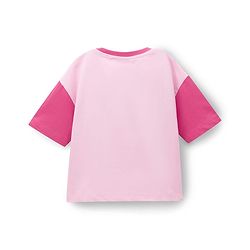Pine Kids Cotton Knit Drop Shoulder Sleeves T-Shirts With Text Print & Sequin Detailing - Pink