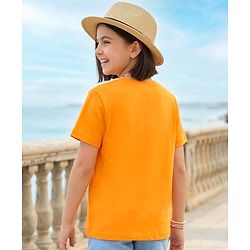 Pine Kids 100% Cotton Knit Half Sleeves Text Printed T-Shirt - Orange
