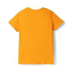 Pine Kids 100% Cotton Knit Half Sleeves Text Printed T-Shirt - Orange