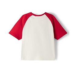 Pine Kids Cotton Knit Half Raglan Sleeves T-Shirt with New York Print - White