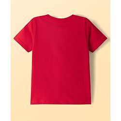 Pine Kids Cotton Knit Half Sleeves Striped T-Shirt With Bow Applique - Red