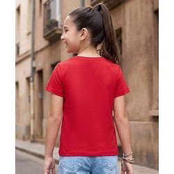 Pine Kids Cotton Knit Half Sleeves Striped T-Shirt With Bow Applique - Red