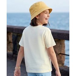 Pine Kids Cotton Knit Half Sleeves T-Shirt with Surfing Print - White