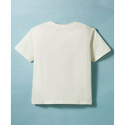 Pine Kids Cotton Knit Half Sleeves T-Shirt with Surfing Print - White