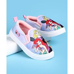 Pine Kids Disney Slip On Casual Shoes With Disney Princesses Print - Lavender