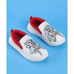Pine Kids Marvel Slip On Casual Shoes With Avengers Print - White