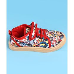 Pine Kids Marvel Slip On Casual Shoes With Avengers Graphics - Multicolor