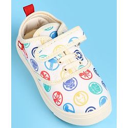 Pine Kids Marvel Slip On Casual Shoes With Avengers Graphics - Beige