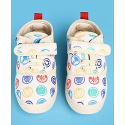 Pine Kids Marvel Slip On Casual Shoes With Avengers Graphics - Beige
