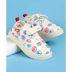 Pine Kids Marvel Slip On Casual Shoes With Avengers Graphics - Beige