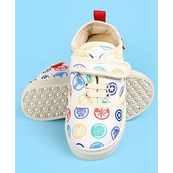 Pine Kids Marvel Slip On Casual Shoes With Avengers Graphics - Beige