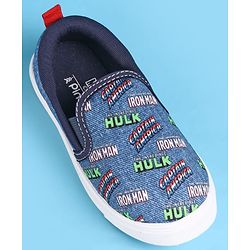 Pine Kids Marvel Slip On Casual Shoes With Avengers Graphics - Blue