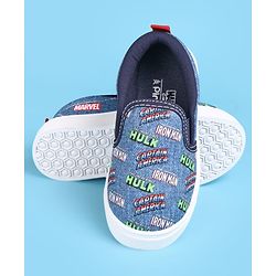Pine Kids Marvel Slip On Casual Shoes With Avengers Graphics - Blue