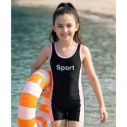 Pine Active Sleeveless Text Printed Legged Swimsuit - Black