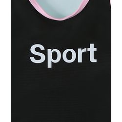 Pine Active Sleeveless Text Printed Legged Swimsuit - Black