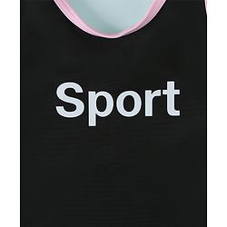 Pine Active Sleeveless Text Printed Legged Swimsuit - Black