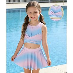 Pine Active Sleeveless Printed Two Piece Swimsuit - Purple