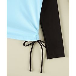 Pine Active Raglan Full Sleeves Text Printed Two Piece Swimsuit - Light Blue
