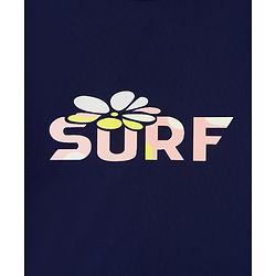 Pine Active Raglan Half Sleeves Surf Printed Two Piece Swimsuit - Navy Blue