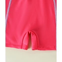 Pine Active Half Sleeves Cut N Sew Solid Legged Swimsuit - Fuchsia